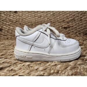 Nike Air Force 1 Triple White 314194-117 Lace Up Sneakers Baby Toddler US 7C